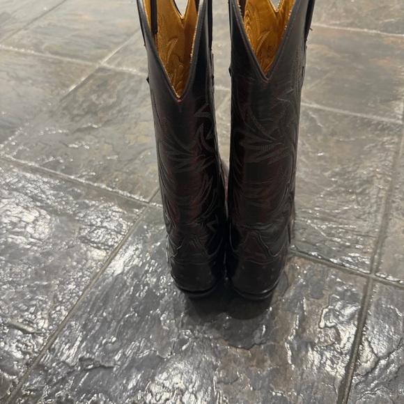 Lucchese Handmade Exotic Ostrich Leather Western Cowboy Boots Burgundy 6.5 - Picture 5 of 15